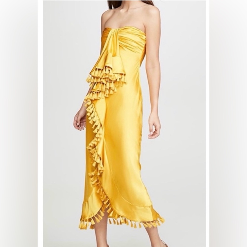 Cinq a Sept Elise yellow tassel dress size 0